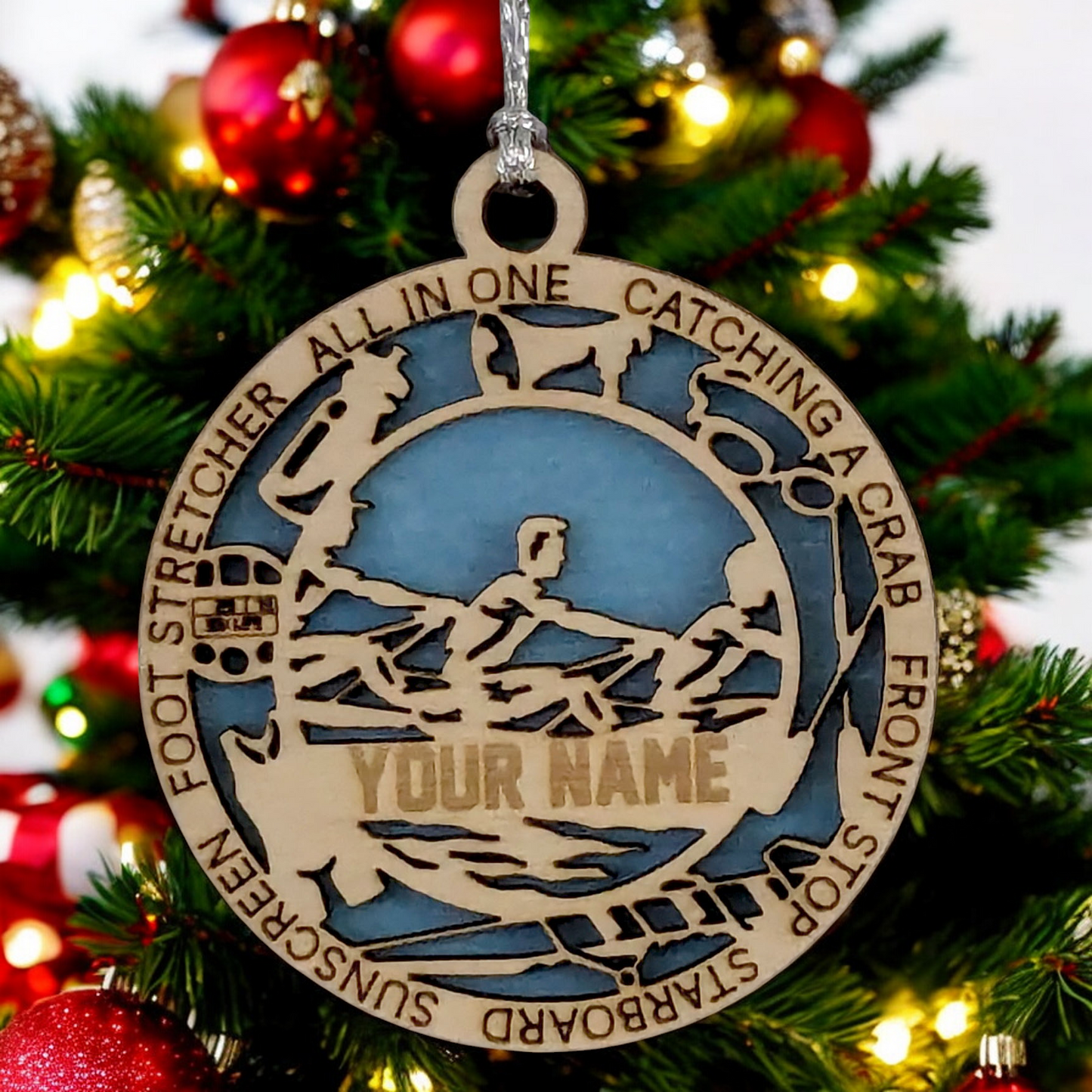 3" Handcrafted Wooden Personalized Male Team Rowing Christmas Ornament - Custom Crew Holiday Decor