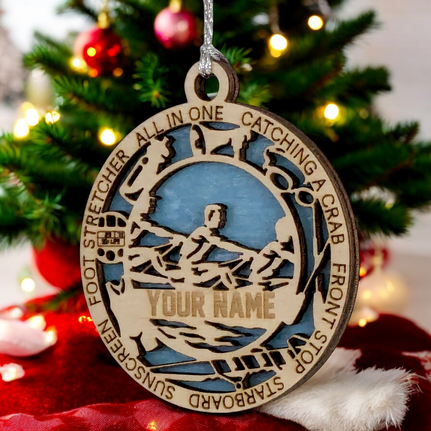 3" Handcrafted Wooden Personalized Male Team Rowing Christmas Ornament - Custom Crew Holiday Decor
