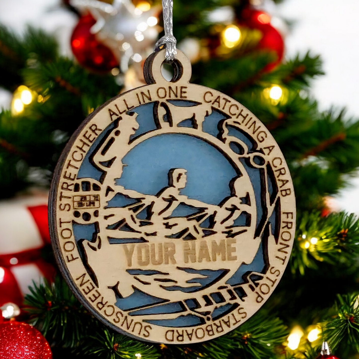 3" Handcrafted Wooden Personalized Male Team Rowing Christmas Ornament - Custom Crew Holiday Decor
