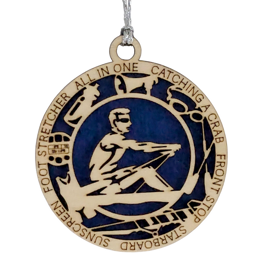Personalized 3" Handcrafted Wooden Male Solo Rowing Christmas Ornament - Laser Cut Holiday Decor for Rowing Enthusiasts - Unique Customizable Keepsake for Rowers - Holiday Gift for Men