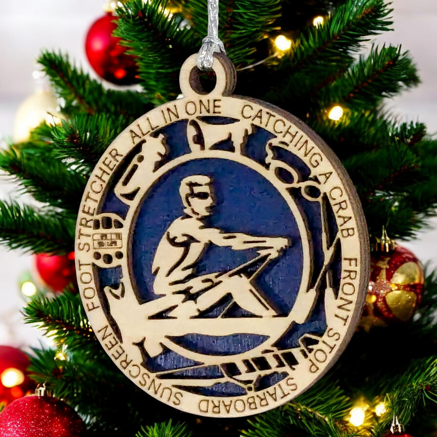 Personalized 3" Handcrafted Wooden Male Solo Rowing Christmas Ornament - Laser Cut Holiday Decor for Rowing Enthusiasts - Unique Customizable Keepsake for Rowers - Holiday Gift for Men