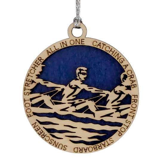 3" Handcrafted Wooden Personalized Male Team Rowing Christmas Ornament - Custom Crew Holiday Decor