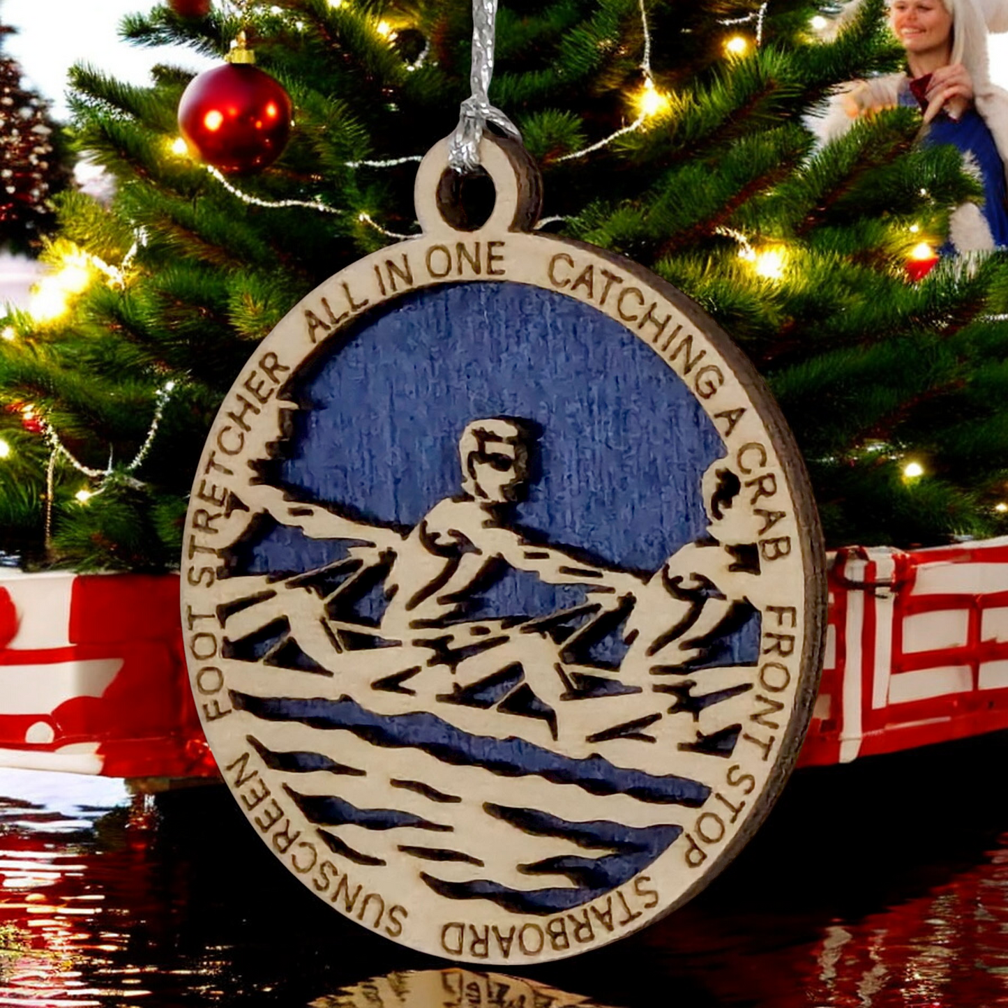 3" Handcrafted Wooden Personalized Male Team Rowing Christmas Ornament - Custom Crew Holiday Decor