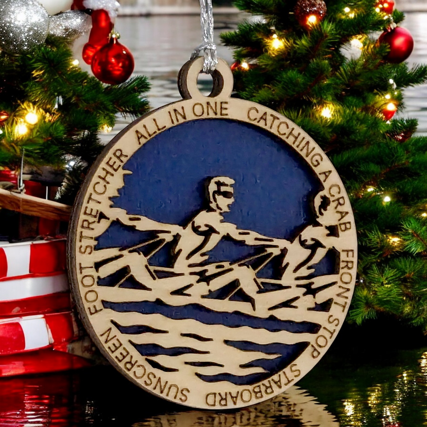 3" Handcrafted Wooden Personalized Male Team Rowing Christmas Ornament - Custom Crew Holiday Decor
