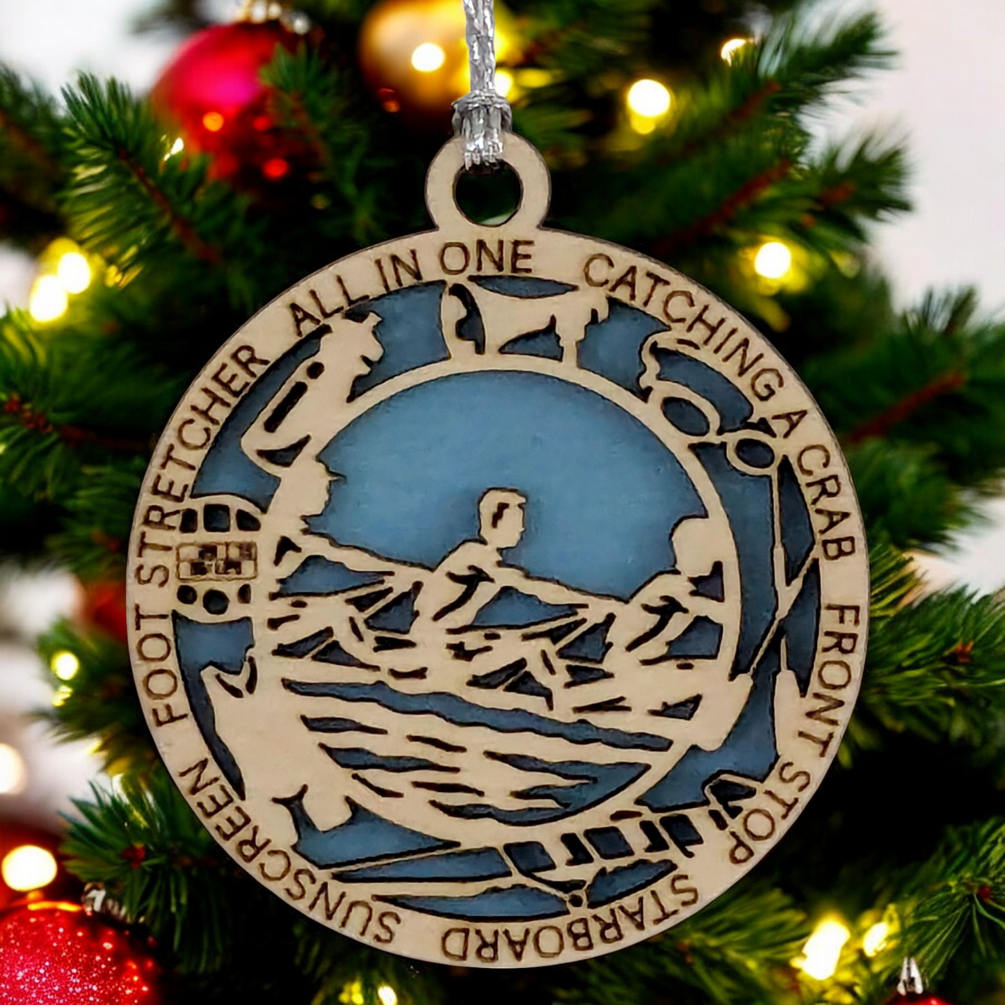 3" Handcrafted Wooden Personalized Male Team Rowing Christmas Ornament - Custom Crew Holiday Decor
