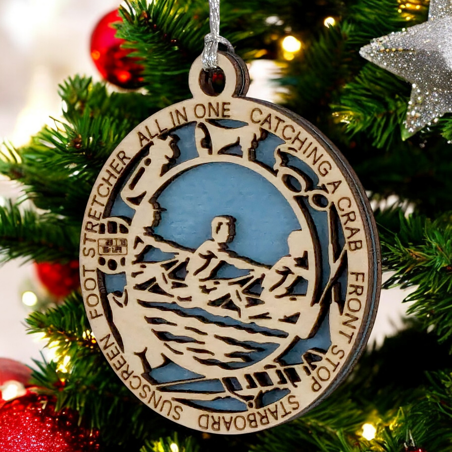 3" Handcrafted Wooden Personalized Male Team Rowing Christmas Ornament - Custom Crew Holiday Decor
