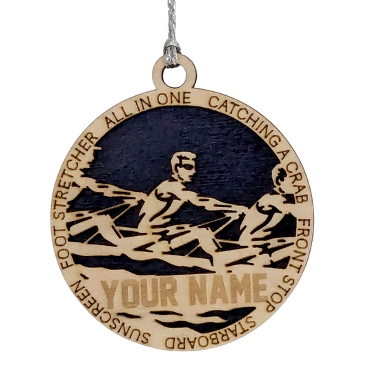 3" Handcrafted Wooden Personalized Male Team Rowing Christmas Ornament - Custom Crew Holiday Decor