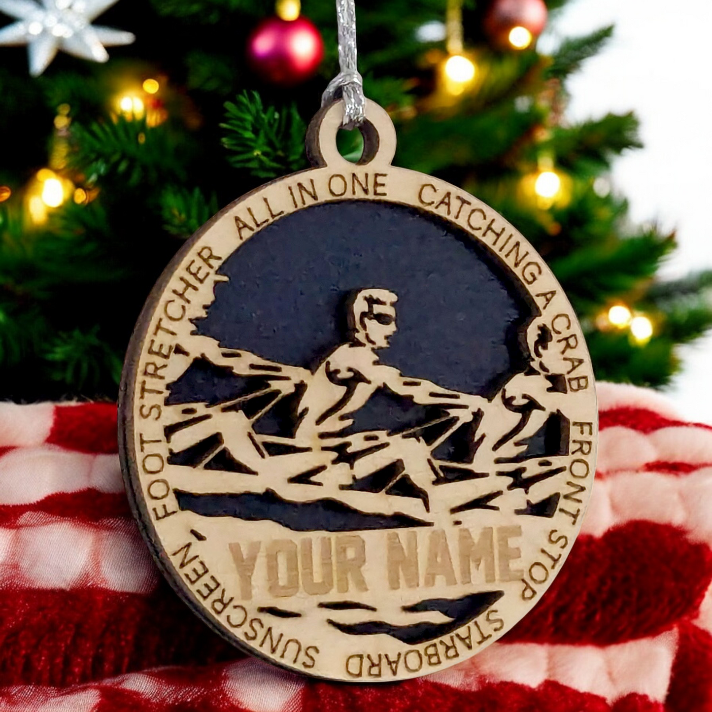 3" Handcrafted Wooden Personalized Male Team Rowing Christmas Ornament - Custom Crew Holiday Decor