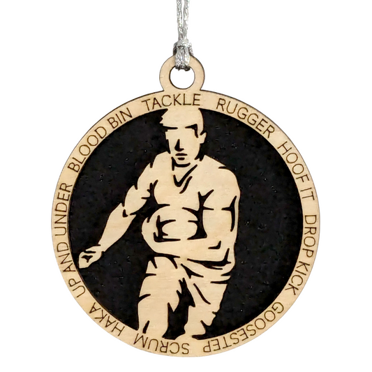 3" Handcrafted Wooden Personalized Male Rugby Christmas Ornament - Custom Sports Holiday Decor for Rugby Fans