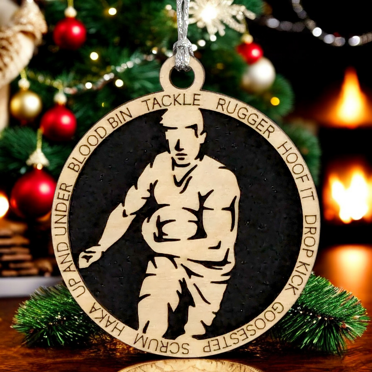 3" Handcrafted Wooden Personalized Male Rugby Christmas Ornament - Custom Sports Holiday Decor for Rugby Fans