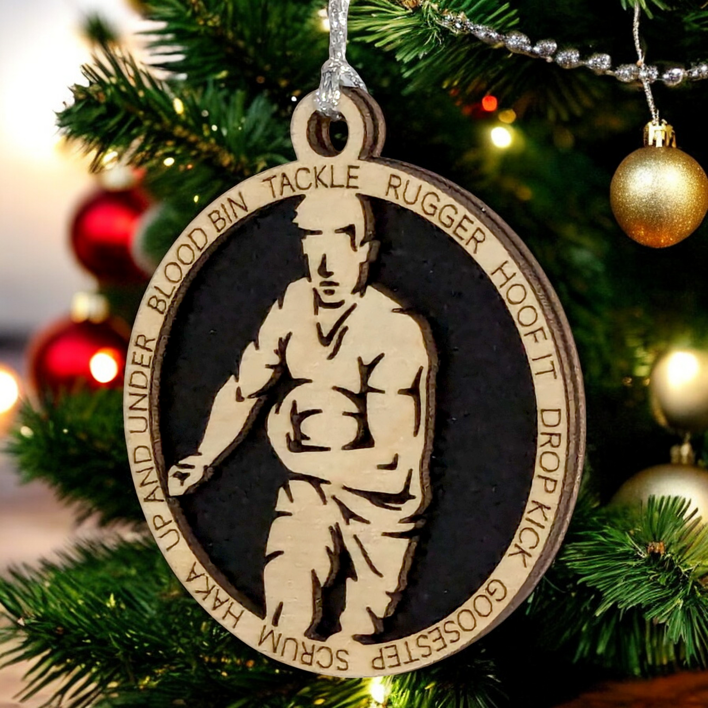 3" Handcrafted Wooden Personalized Male Rugby Christmas Ornament - Custom Sports Holiday Decor for Rugby Fans