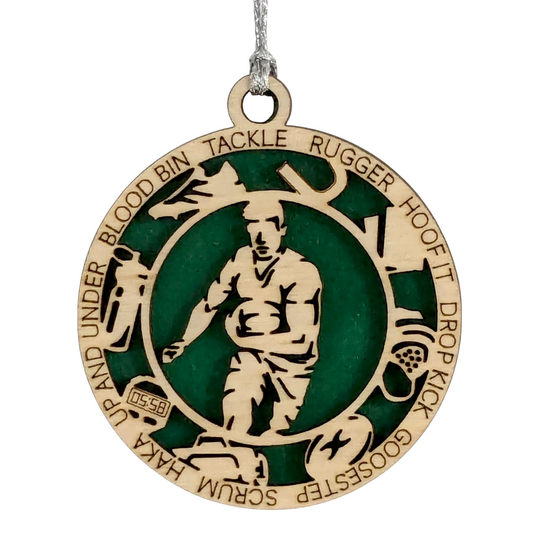 3" Handcrafted Wooden Personalized Male Rugby Christmas Ornament - Custom Sports Holiday Decor for Rugby Fans