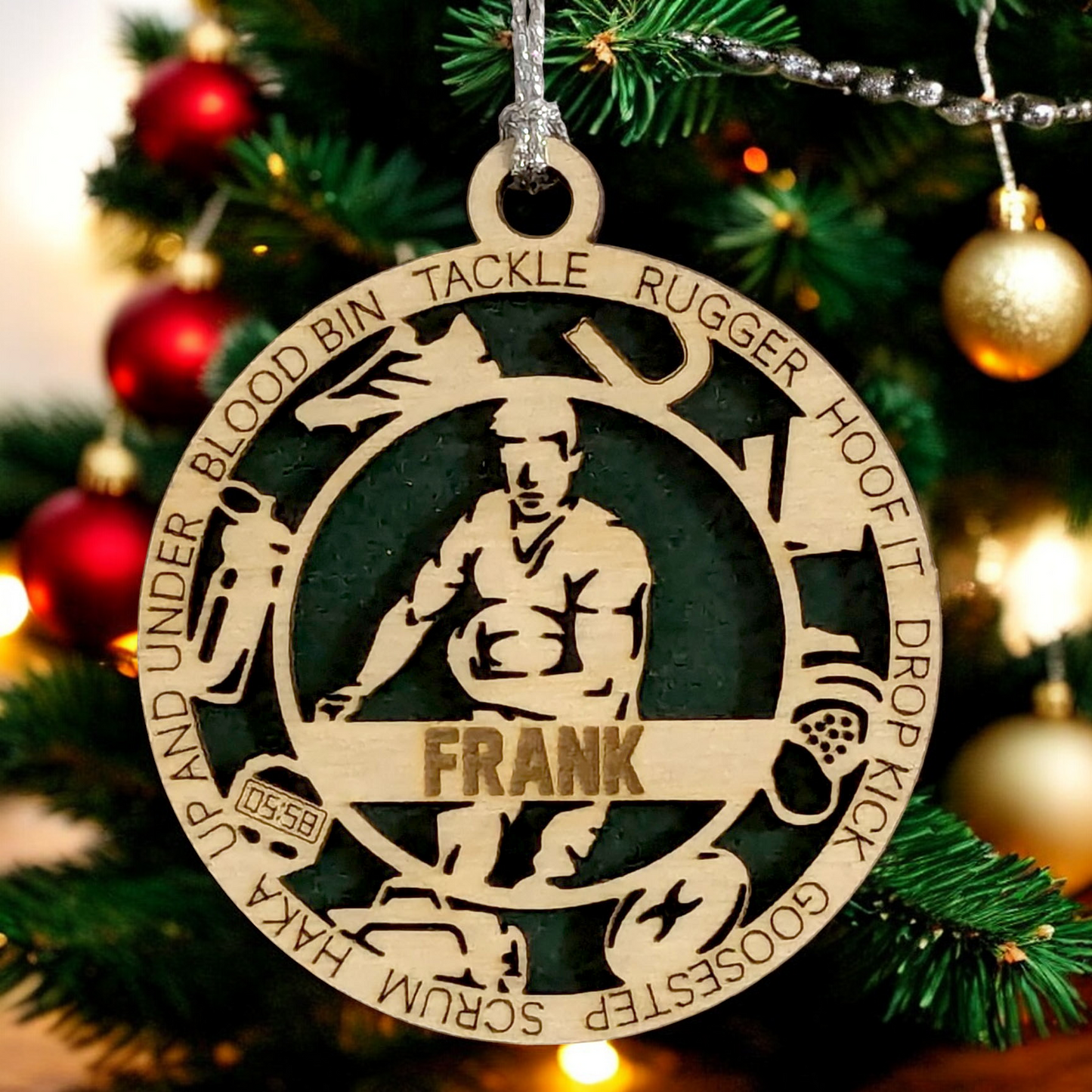 3" Handcrafted Wooden Personalized Male Rugby Christmas Ornament - Custom Sports Holiday Decor for Rugby Fans