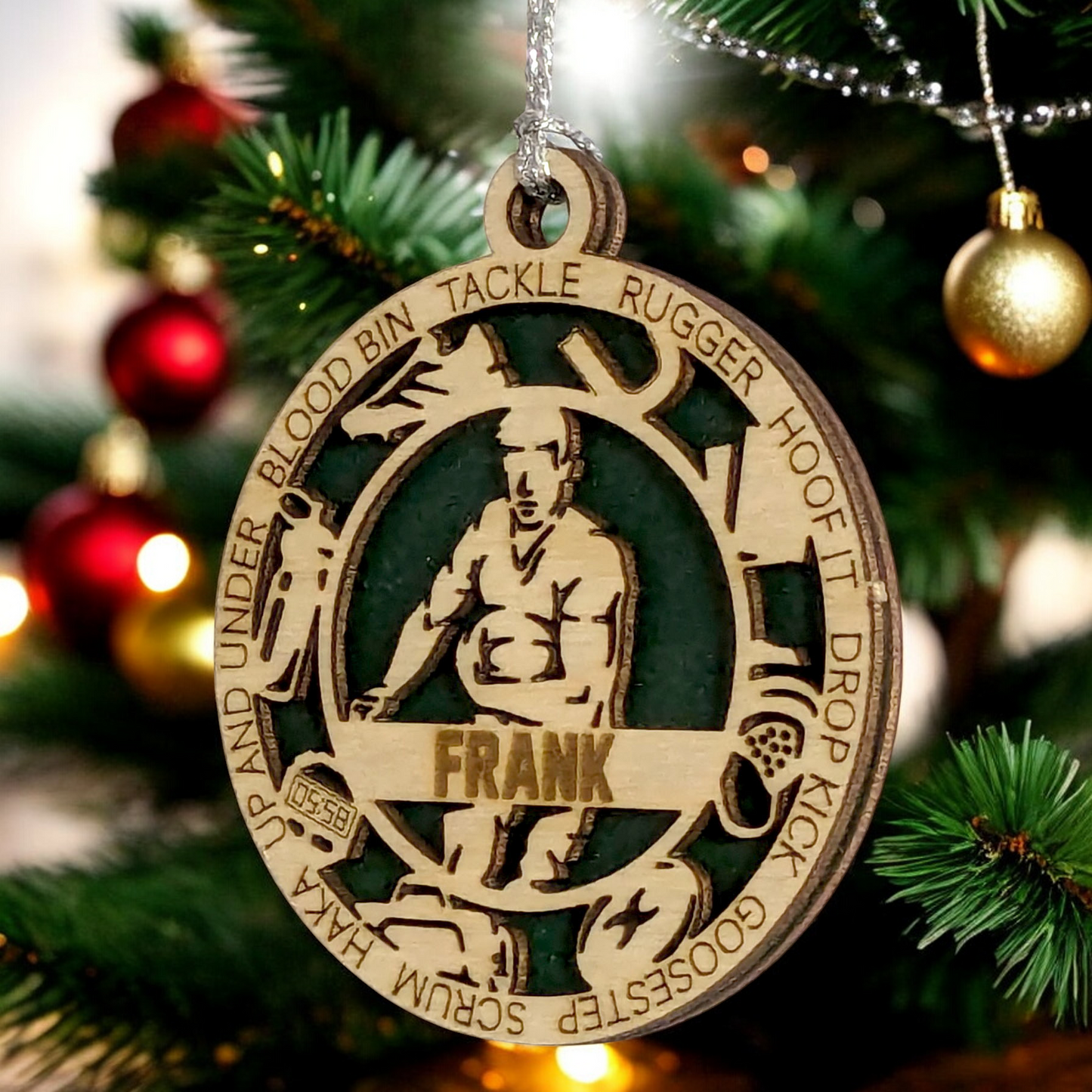 3" Handcrafted Wooden Personalized Male Rugby Christmas Ornament - Custom Sports Holiday Decor for Rugby Fans