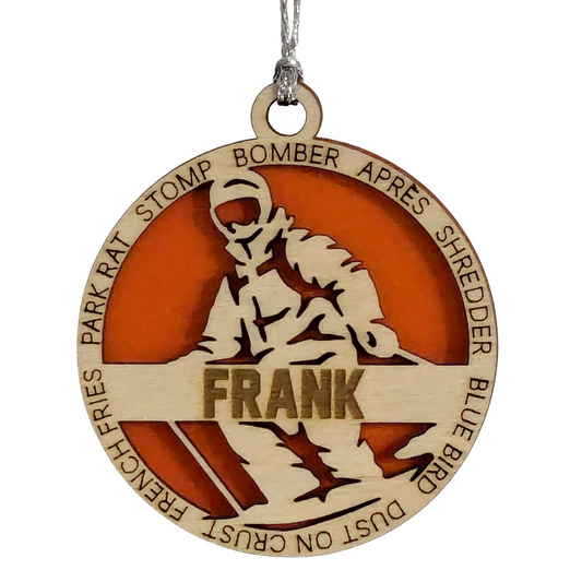 3" Handcrafted Wooden Personalized Male Skiing Shooting Christmas Ornament - Custom Winter Sports Holiday Decor