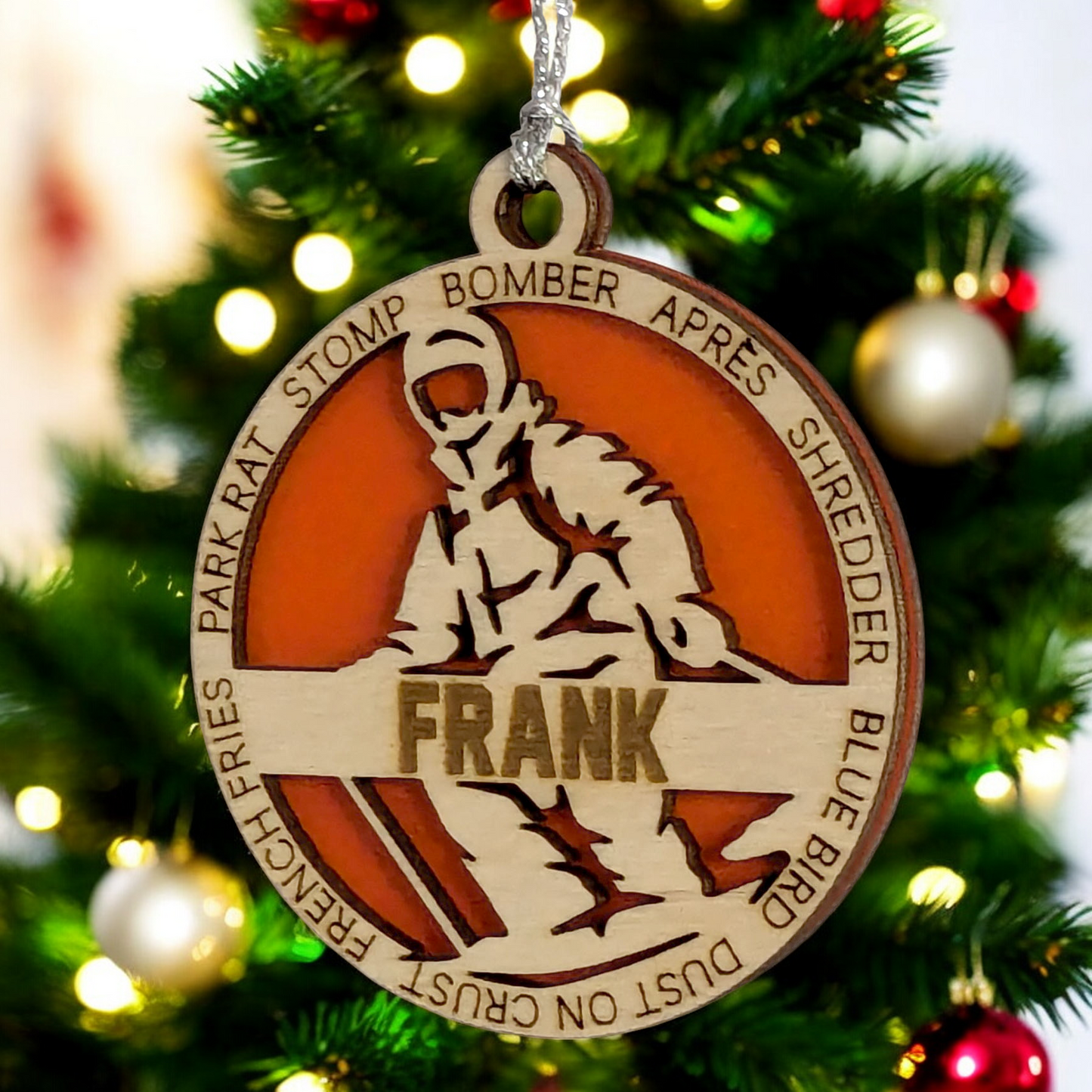 3" Handcrafted Wooden Personalized Male Skiing Shooting Christmas Ornament - Custom Winter Sports Holiday Decor