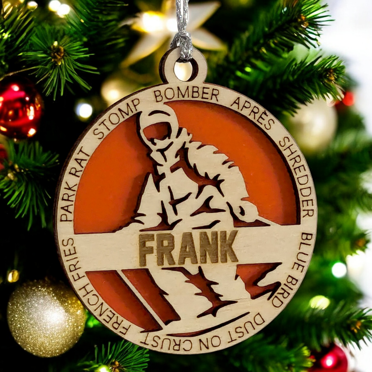 3" Handcrafted Wooden Personalized Male Skiing Shooting Christmas Ornament - Custom Winter Sports Holiday Decor