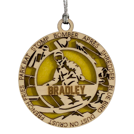 3" Handcrafted Wooden Personalized Male Skiing Shooting Christmas Ornament - Custom Winter Sports Holiday Decor