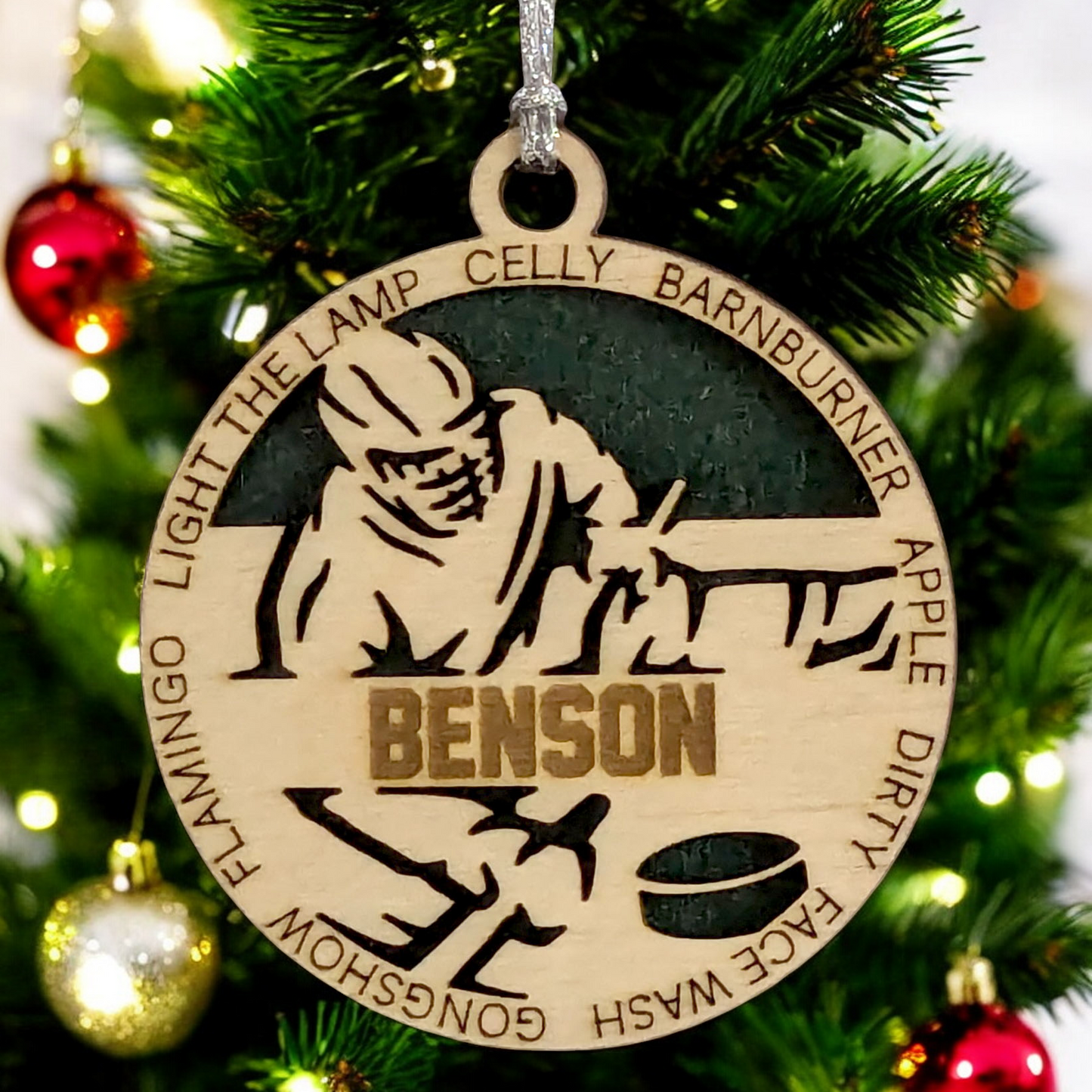 3" Personalized Male Sledge Hockey Christmas Ornament - Handcrafted Wooden Holiday Decor for Hockey Enthusiasts