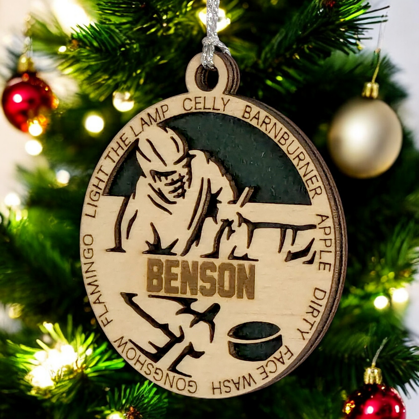3" Personalized Male Sledge Hockey Christmas Ornament - Handcrafted Wooden Holiday Decor for Hockey Enthusiasts