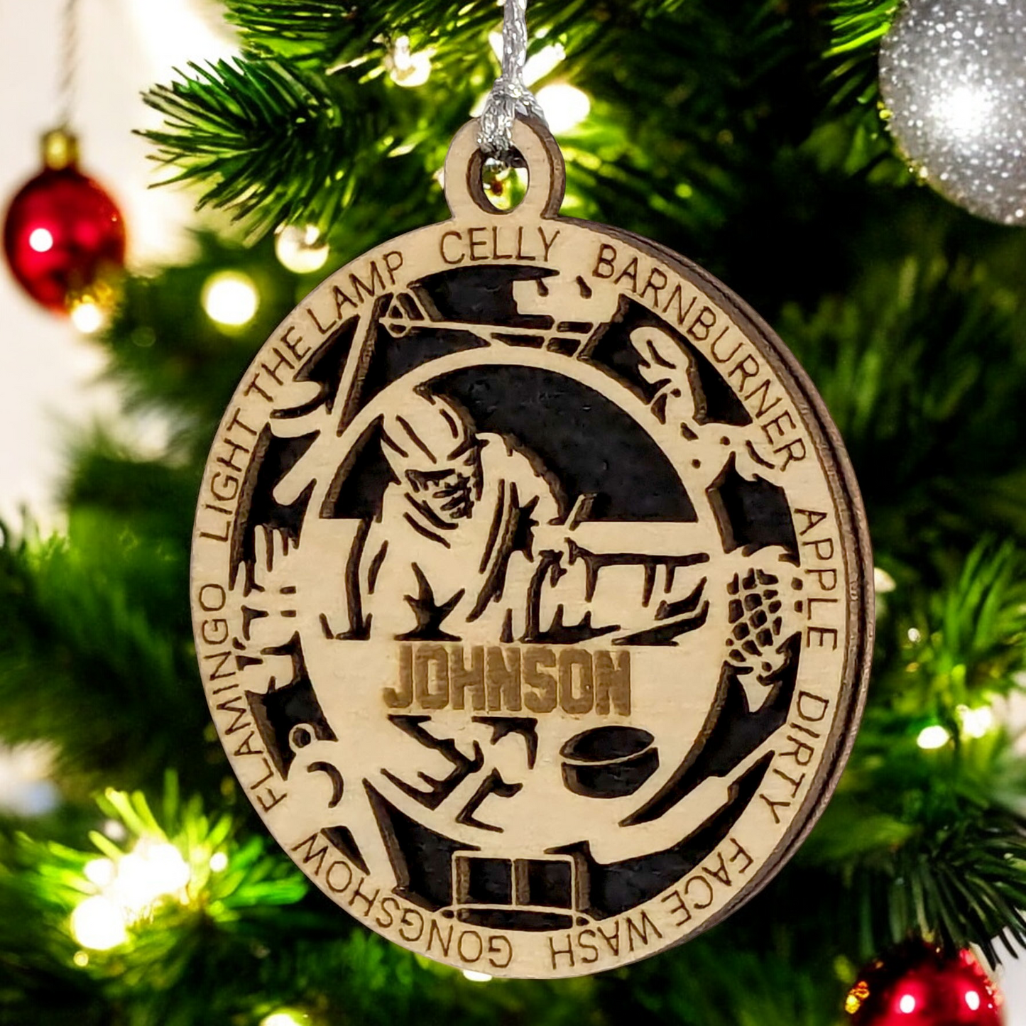 3" Personalized Male Sledge Hockey Christmas Ornament - Handcrafted Wooden Holiday Decor for Hockey Enthusiasts