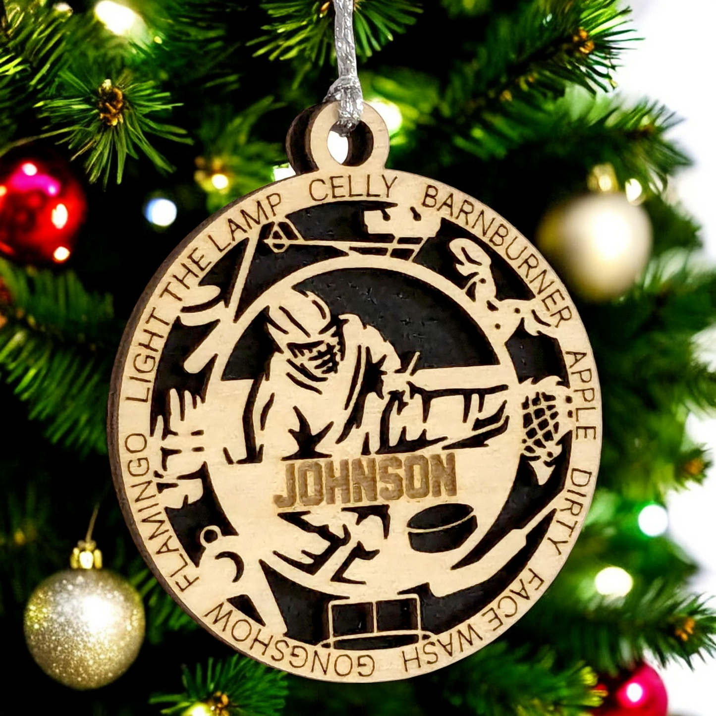 3" Personalized Male Sledge Hockey Christmas Ornament - Handcrafted Wooden Holiday Decor for Hockey Enthusiasts