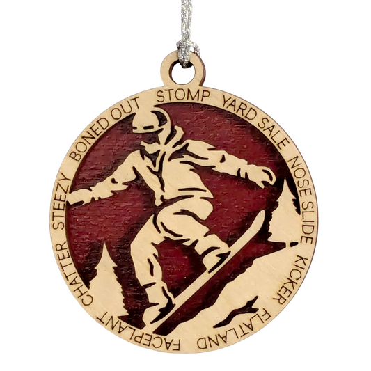 3" Handcrafted Wooden Personalized Male Snowboarding Christmas Ornament - Custom Winter Sports Holiday Decor