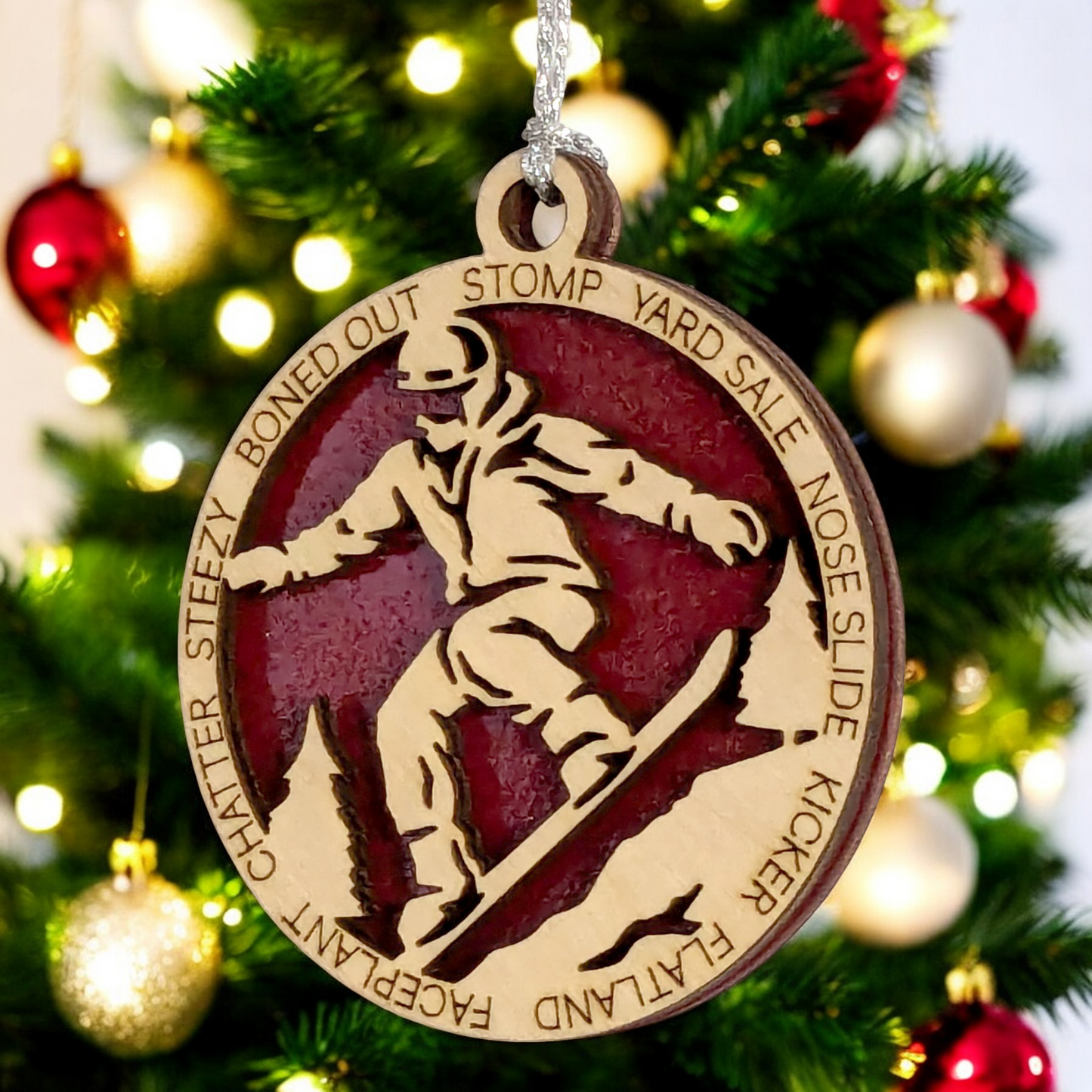 3" Handcrafted Wooden Personalized Male Snowboarding Christmas Ornament - Custom Winter Sports Holiday Decor