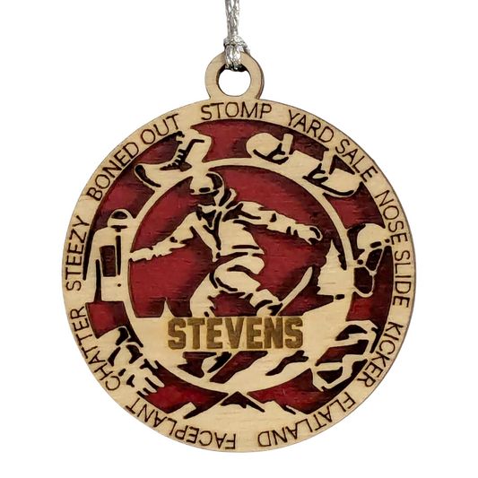 3" Handcrafted Wooden Personalized Male Snowboarding Christmas Ornament - Custom Winter Sports Holiday Decor