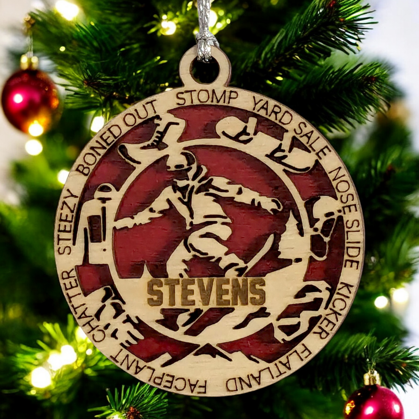 3" Handcrafted Wooden Personalized Male Snowboarding Christmas Ornament - Custom Winter Sports Holiday Decor