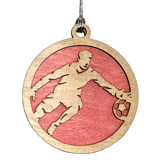 Male Soccer Goalie laser cut wood ornament