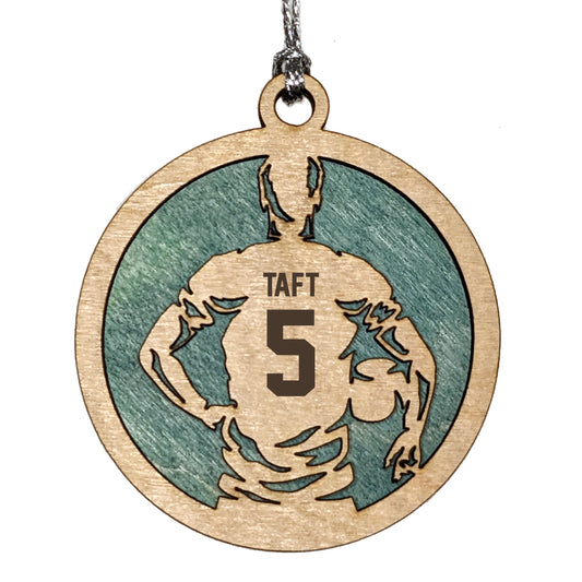 Male Soccer laser cut personalized wood ornament