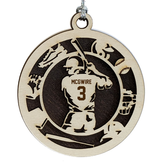 Male softball laser cut personalized wood ornament