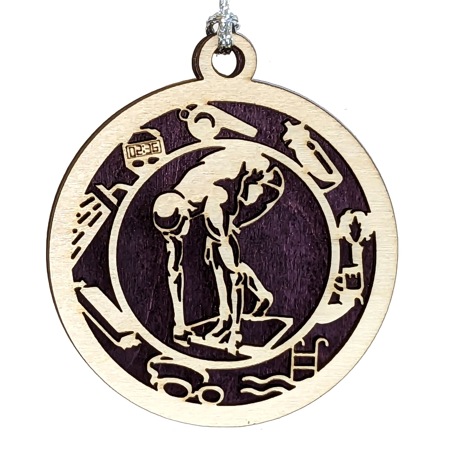 Male Swimming laser cut wood ornament