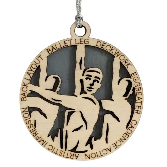 3" Handcrafted Wooden Personalized Male Synchronized Swimming Christmas Ornament - Custom Swimmer Holiday Decor