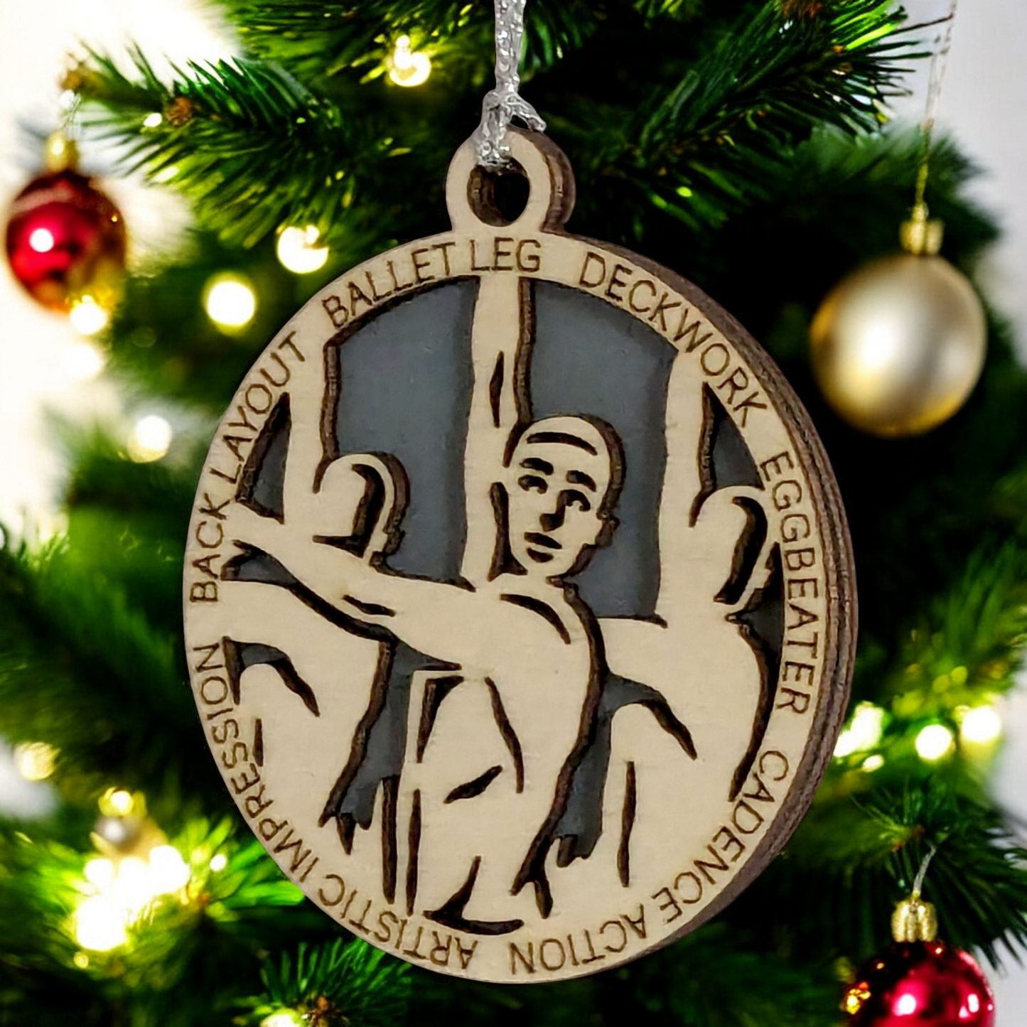 3" Handcrafted Wooden Personalized Male Synchronized Swimming Christmas Ornament - Custom Swimmer Holiday Decor