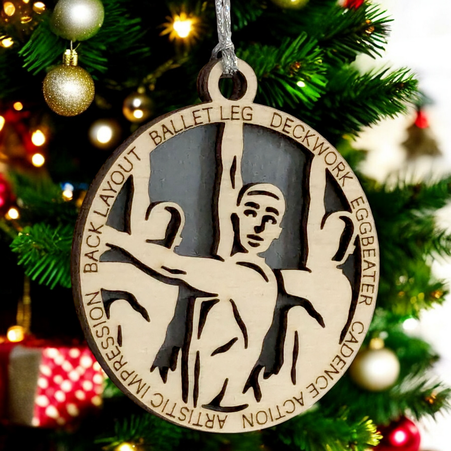 3" Handcrafted Wooden Personalized Male Synchronized Swimming Christmas Ornament - Custom Swimmer Holiday Decor