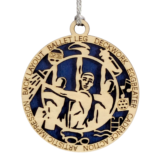 3" Handcrafted Wooden Personalized Male Synchronized Swimming Christmas Ornament - Custom Swimmer Holiday Decor