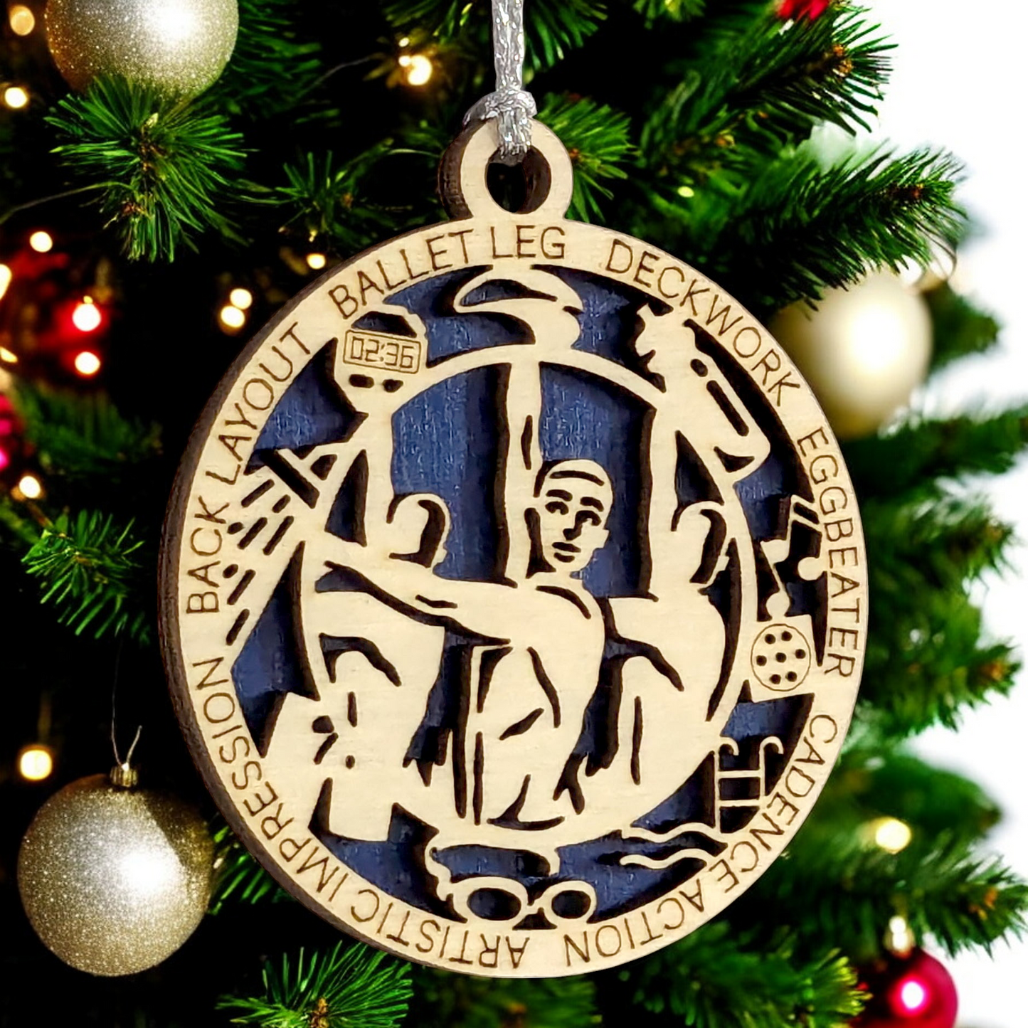 3" Handcrafted Wooden Personalized Male Synchronized Swimming Christmas Ornament - Custom Swimmer Holiday Decor