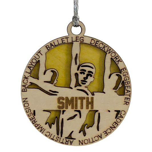 3" Handcrafted Wooden Personalized Male Synchronized Swimming Christmas Ornament - Custom Swimmer Holiday Decor