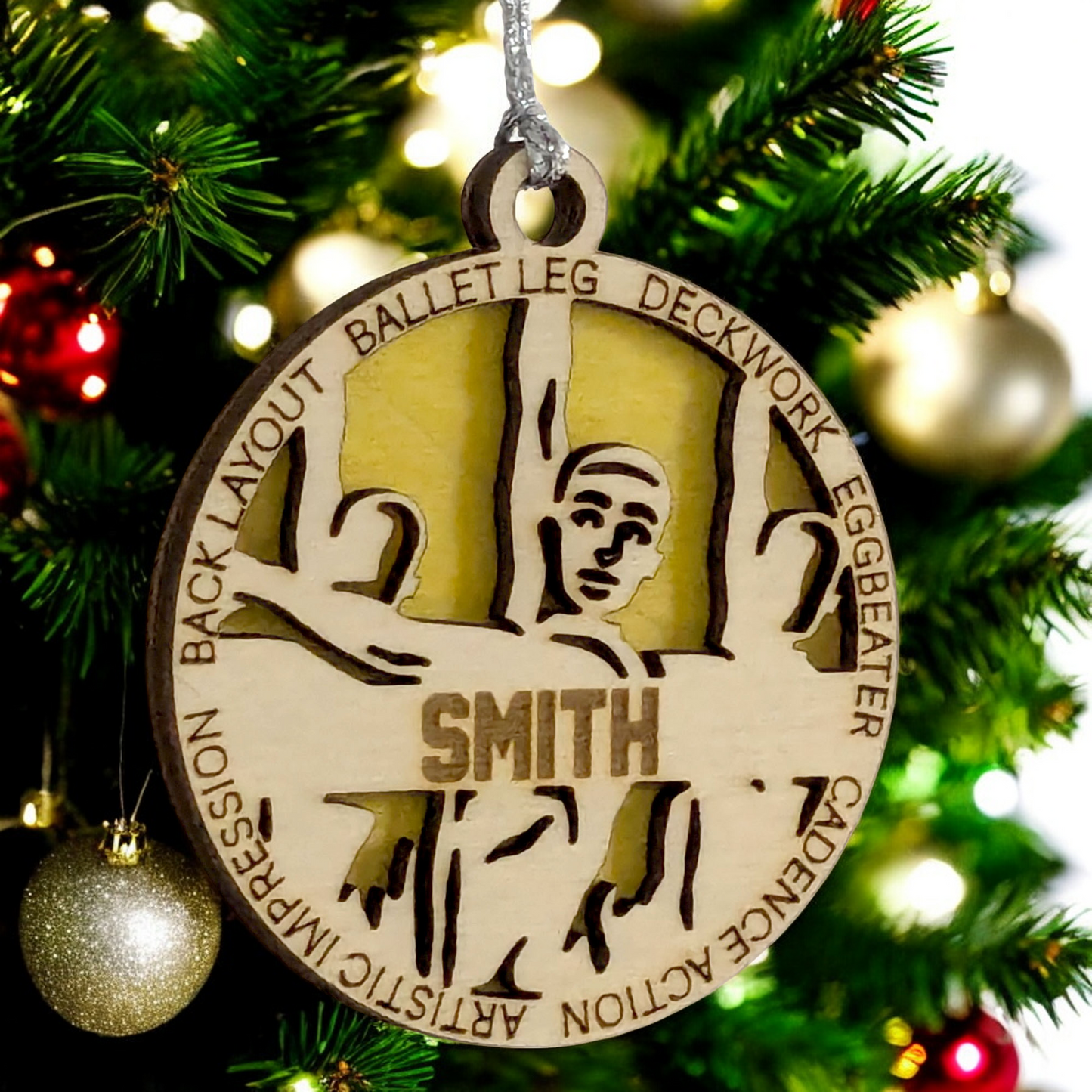 3" Handcrafted Wooden Personalized Male Synchronized Swimming Christmas Ornament - Custom Swimmer Holiday Decor
