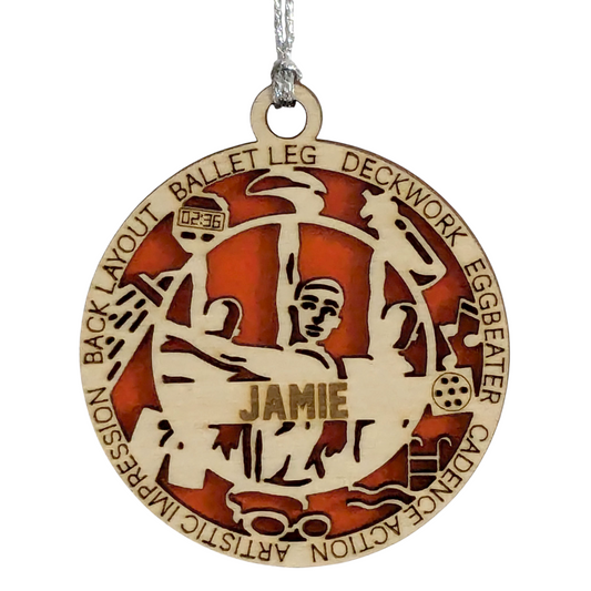 3" Handcrafted Wooden Personalized Male Synchronized Swimming Christmas Ornament - Custom Swimmer Holiday Decor