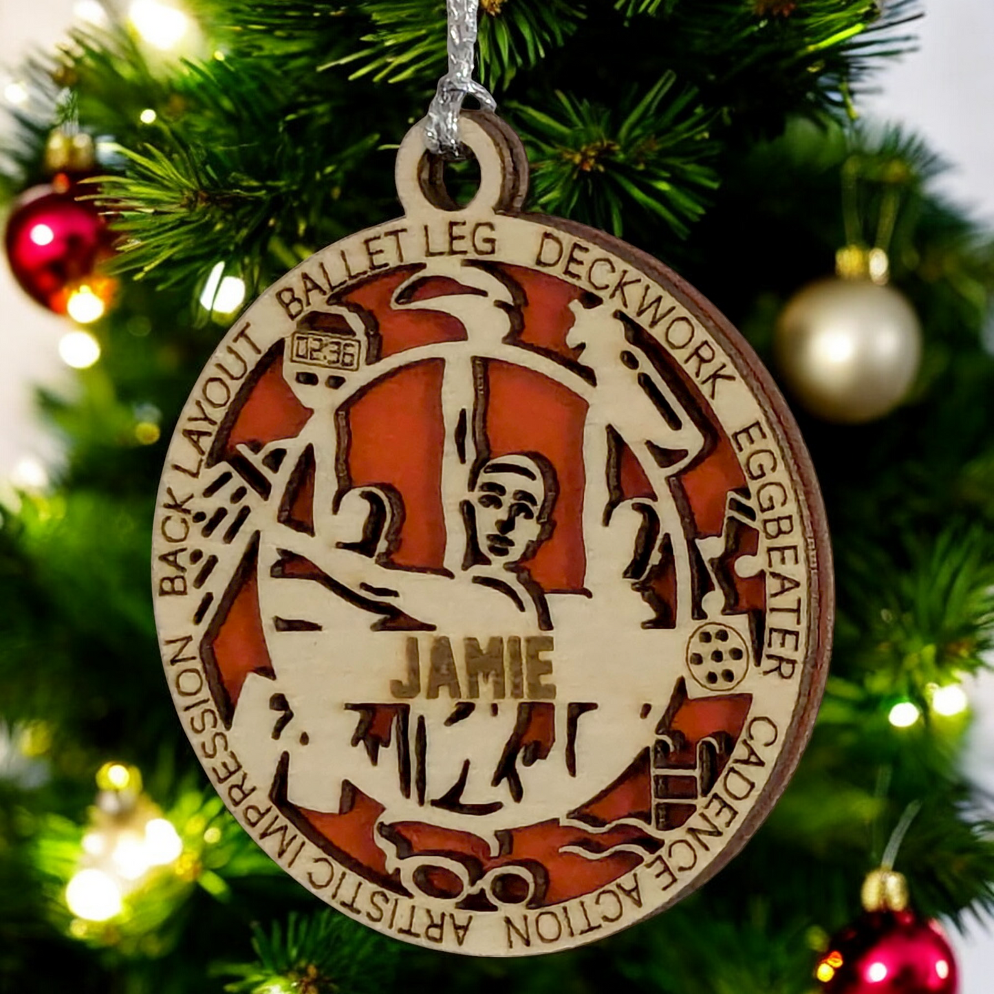 3" Handcrafted Wooden Personalized Male Synchronized Swimming Christmas Ornament - Custom Swimmer Holiday Decor
