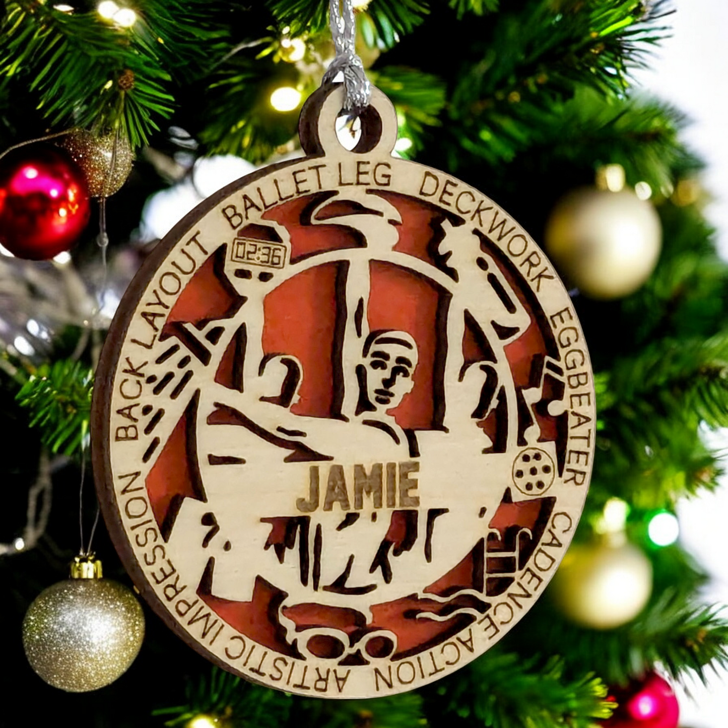 3" Handcrafted Wooden Personalized Male Synchronized Swimming Christmas Ornament - Custom Swimmer Holiday Decor