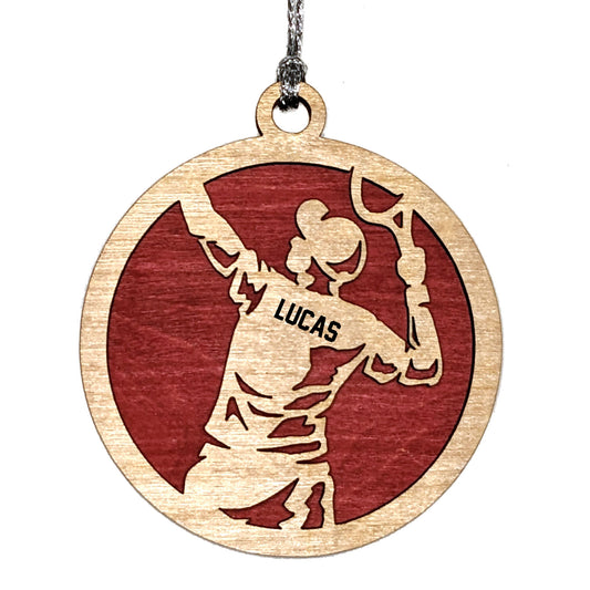 Male Tennis laser cut personalized wood ornament