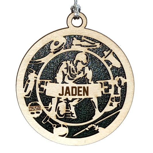 Male Track & Field laser cut personalized wood ornament