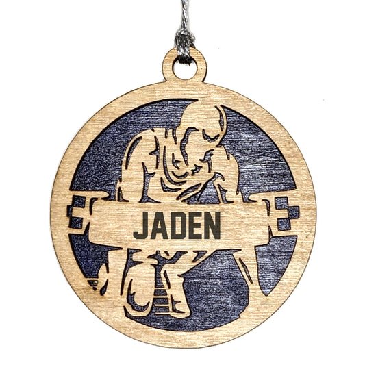 Male Track & Field laser cut personalized wood ornament