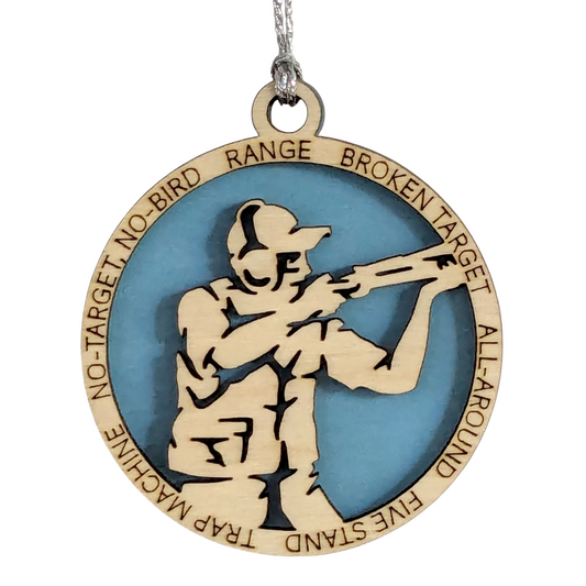 3-Inch Handcrafted Wooden Personalized Trap Shooting Christmas Ornament for Men - Customizable Wood Ornament for Male Trap Shooter - Holiday Keepsake and Unique Gift - Laser Cut and Hand-Painted
