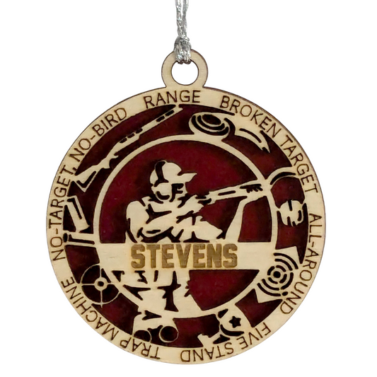 3-Inch Handcrafted Wooden Personalized Trap Shooting Christmas Ornament for Men - Customizable Wood Ornament for Male Trap Shooter - Holiday Keepsake and Unique Gift - Laser Cut and Hand-Painted