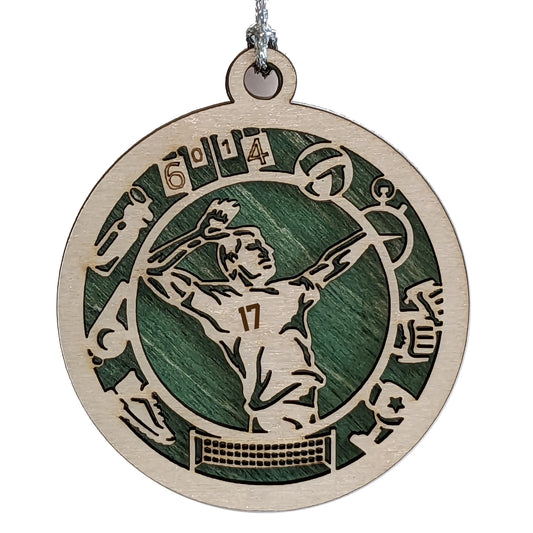 Male Volleyball laser cut personalized wood ornament